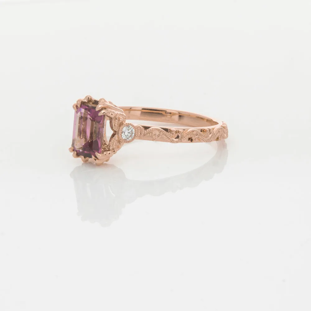 18ct Rose Gold Pink Tourmaline & Diamond Romanov Ring