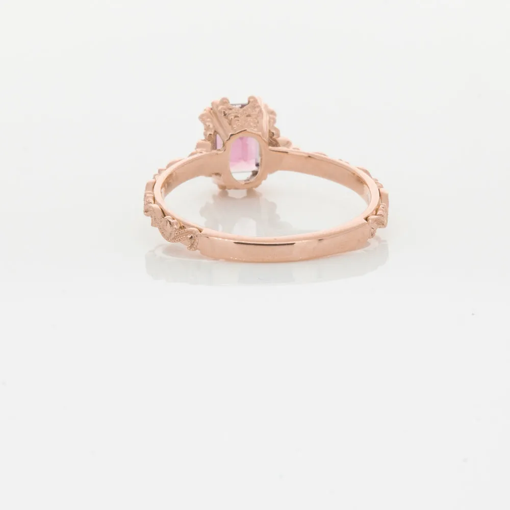 18ct Rose Gold Pink Tourmaline & Diamond Romanov Ring