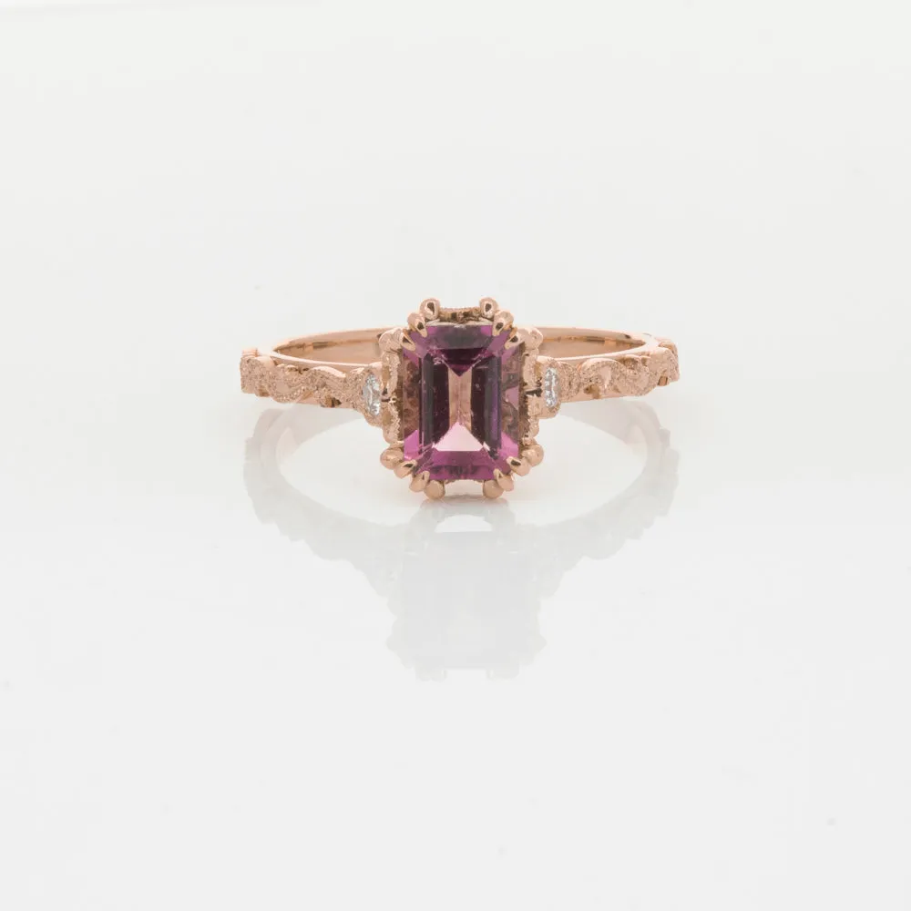 18ct Rose Gold Pink Tourmaline & Diamond Romanov Ring