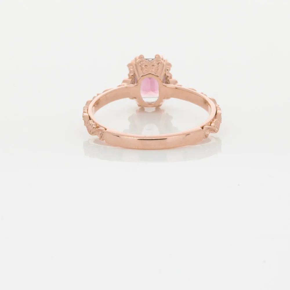 18ct Rose Gold Pink Tourmaline & Diamond Romanov Ring