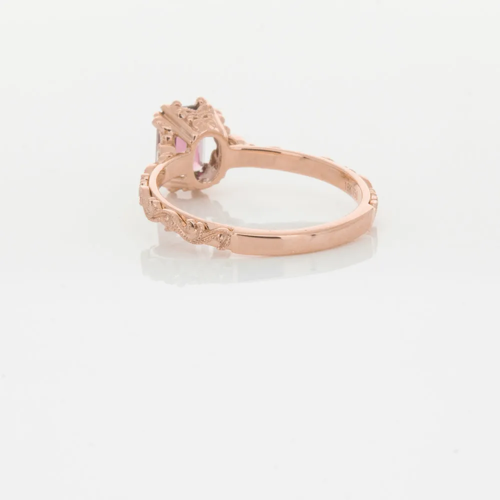 18ct Rose Gold Pink Tourmaline & Diamond Romanov Ring