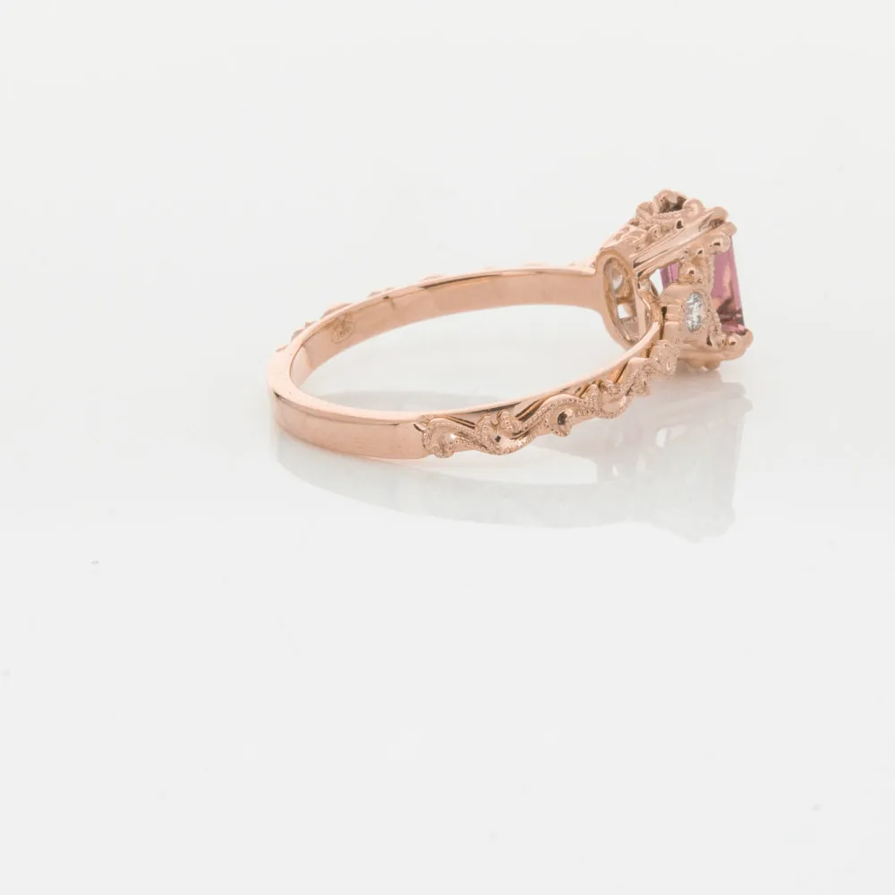 18ct Rose Gold Pink Tourmaline & Diamond Romanov Ring