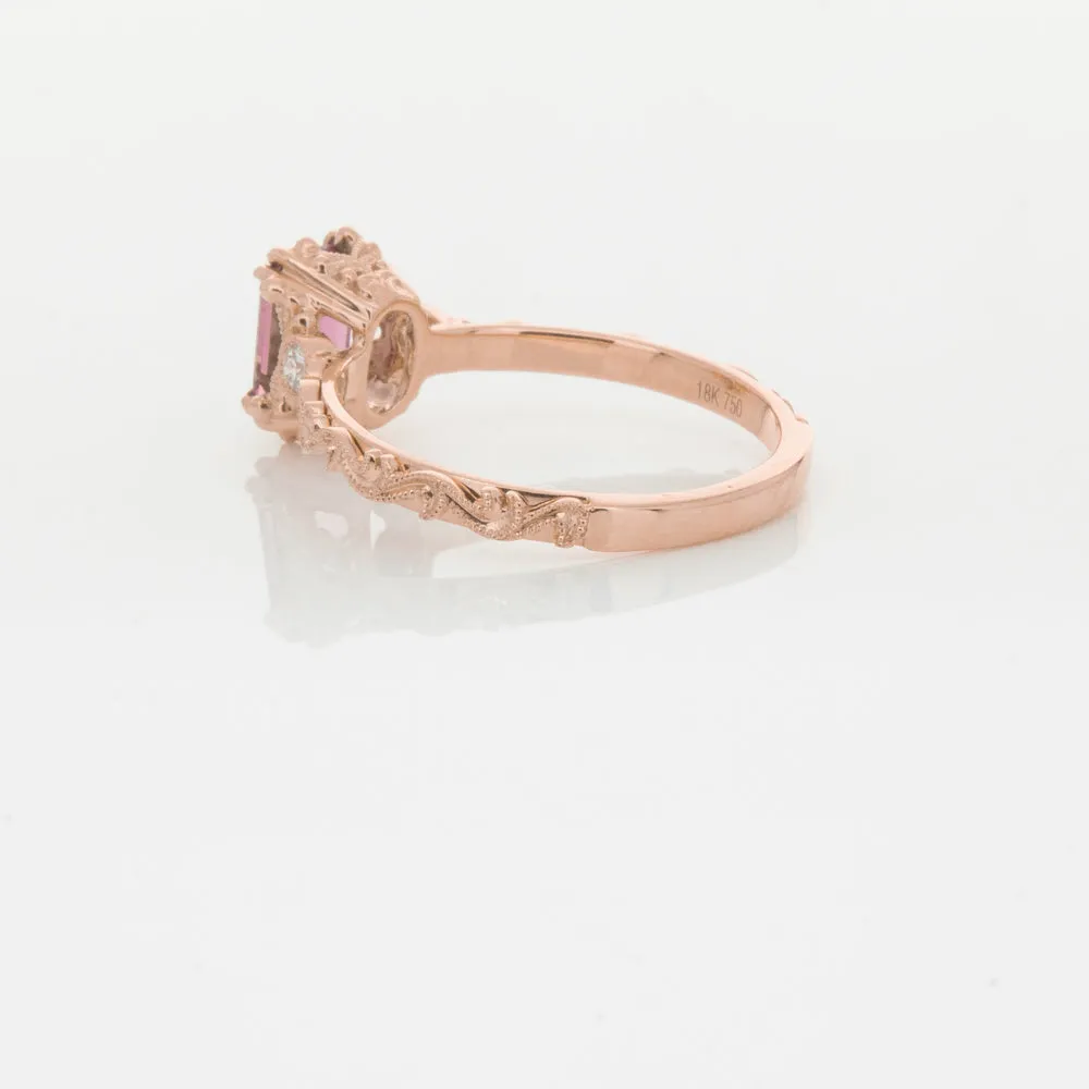 18ct Rose Gold Pink Tourmaline & Diamond Romanov Ring