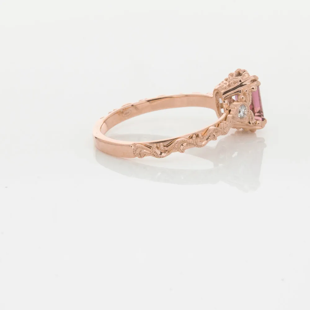 18ct Rose Gold Pink Tourmaline & Diamond Romanov Ring