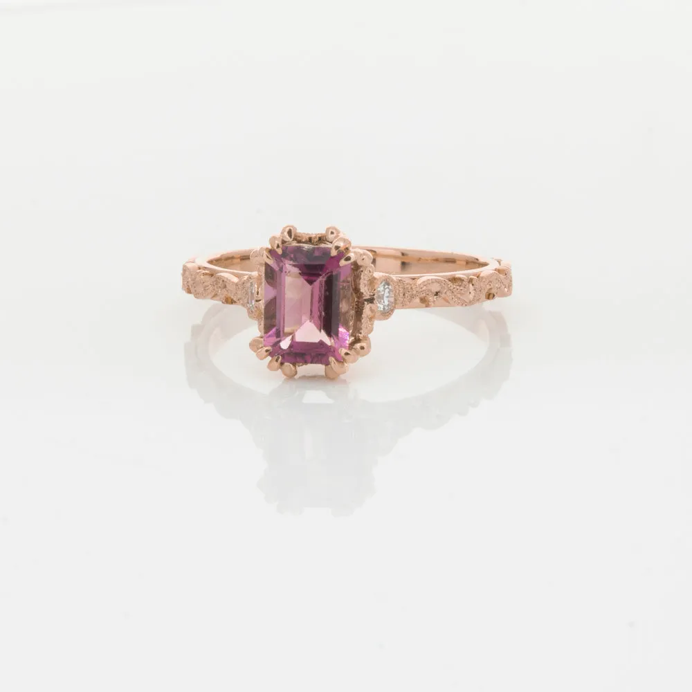 18ct Rose Gold Pink Tourmaline & Diamond Romanov Ring