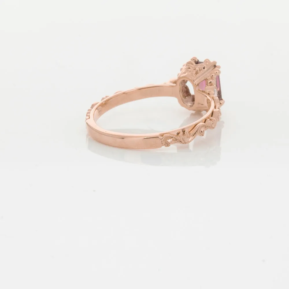 18ct Rose Gold Pink Tourmaline & Diamond Romanov Ring