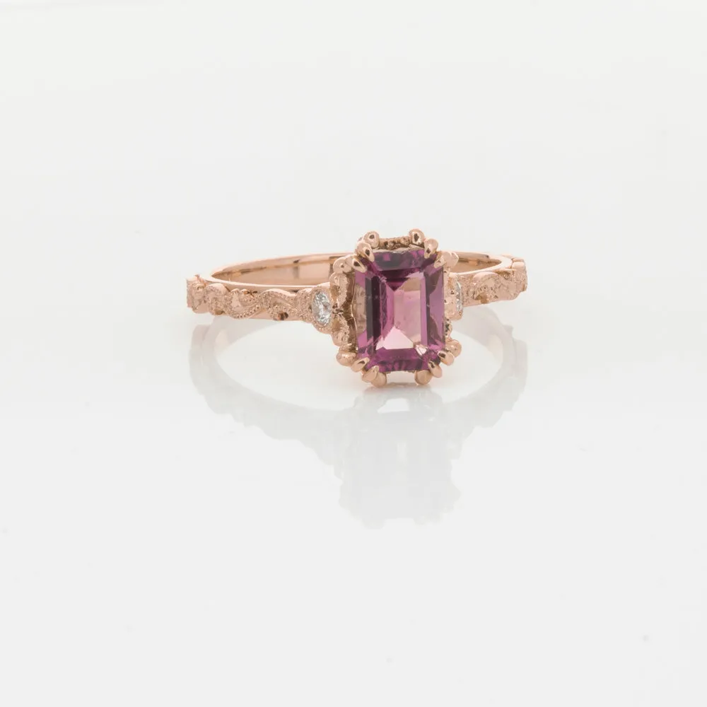18ct Rose Gold Pink Tourmaline & Diamond Romanov Ring