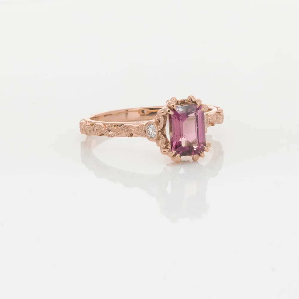 18ct Rose Gold Pink Tourmaline & Diamond Romanov Ring