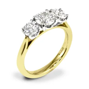 18ct Yellow Gold 2.03ct Round Brilliant Cut Diamond Three Stone Engagement Ring