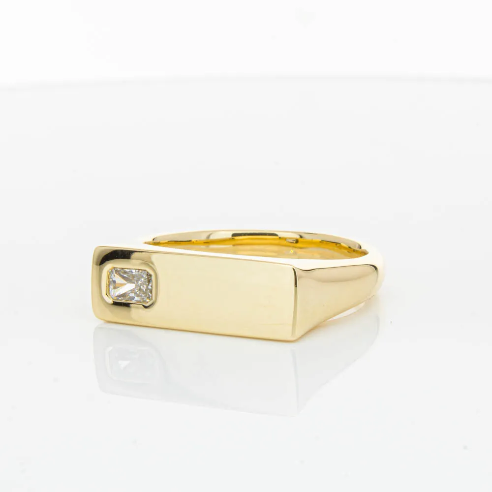 18ct Yellow Gold Diamond Signet Ring