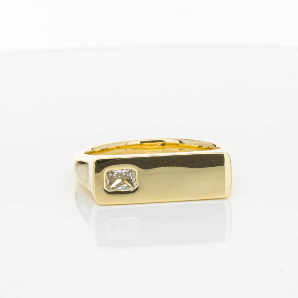 18ct Yellow Gold Diamond Signet Ring