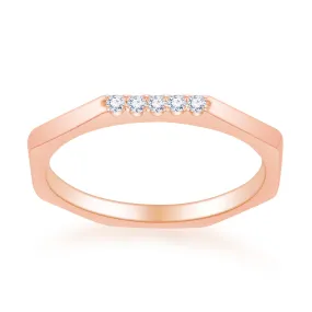 18K Rose Gold Geometric Diamond Ring