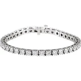 18K White 9 CTW Diamond Line 7.25" Bracelet