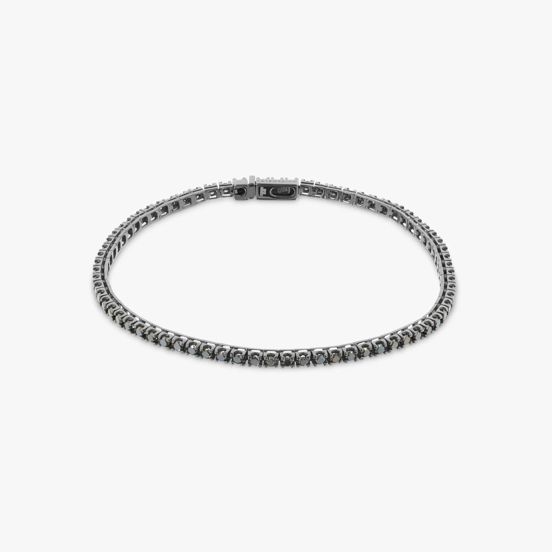 18K White Gold Black Rhodium Plated & Blue Diamond Tennis Bracelet