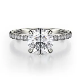 18k White Gold Diamond Engagement Ring with Diamond Hidden Halo