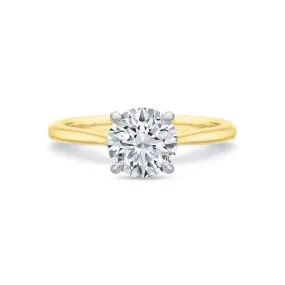 18k Yellow Gold Solitaire Engagement Ring with Diamond Hidden Halo