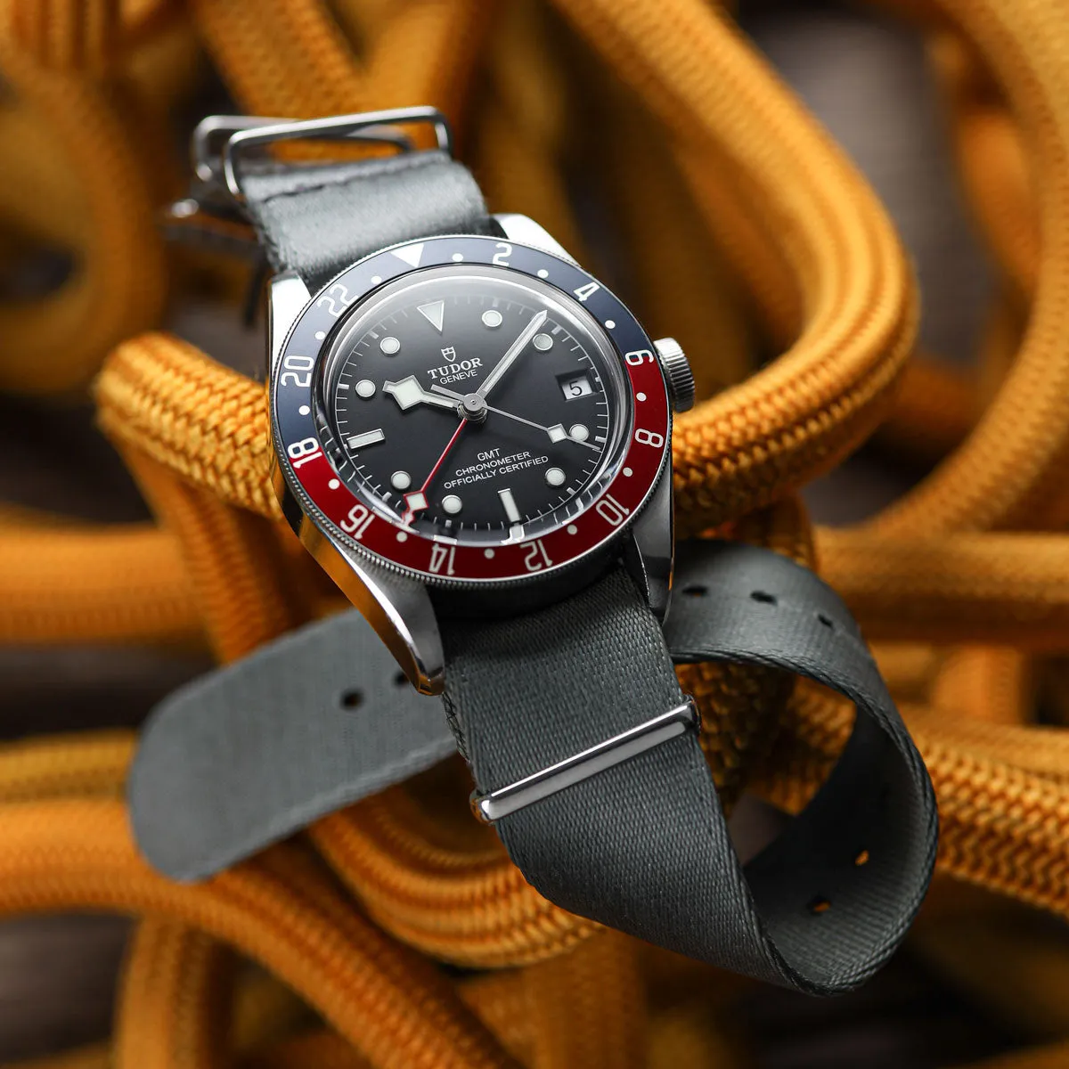 1973 British Military Watch Strap: ARMOURED - Admiralty Grey, Polished
