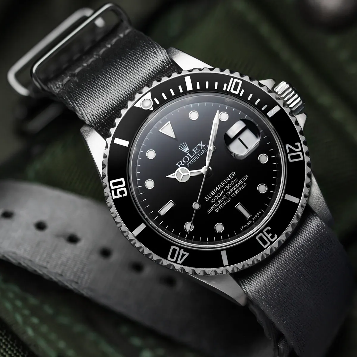 1973 British Military Watch Strap: ARMOURED - Admiralty Grey, Polished