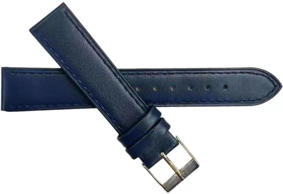 1PC Multi-Color Watch Band Size (20✖18)mm Stitched Plain Leather Strap