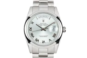 2000 Rolex Platinum Day-Date 118206 Glacier Blue Dial with Box and Papers