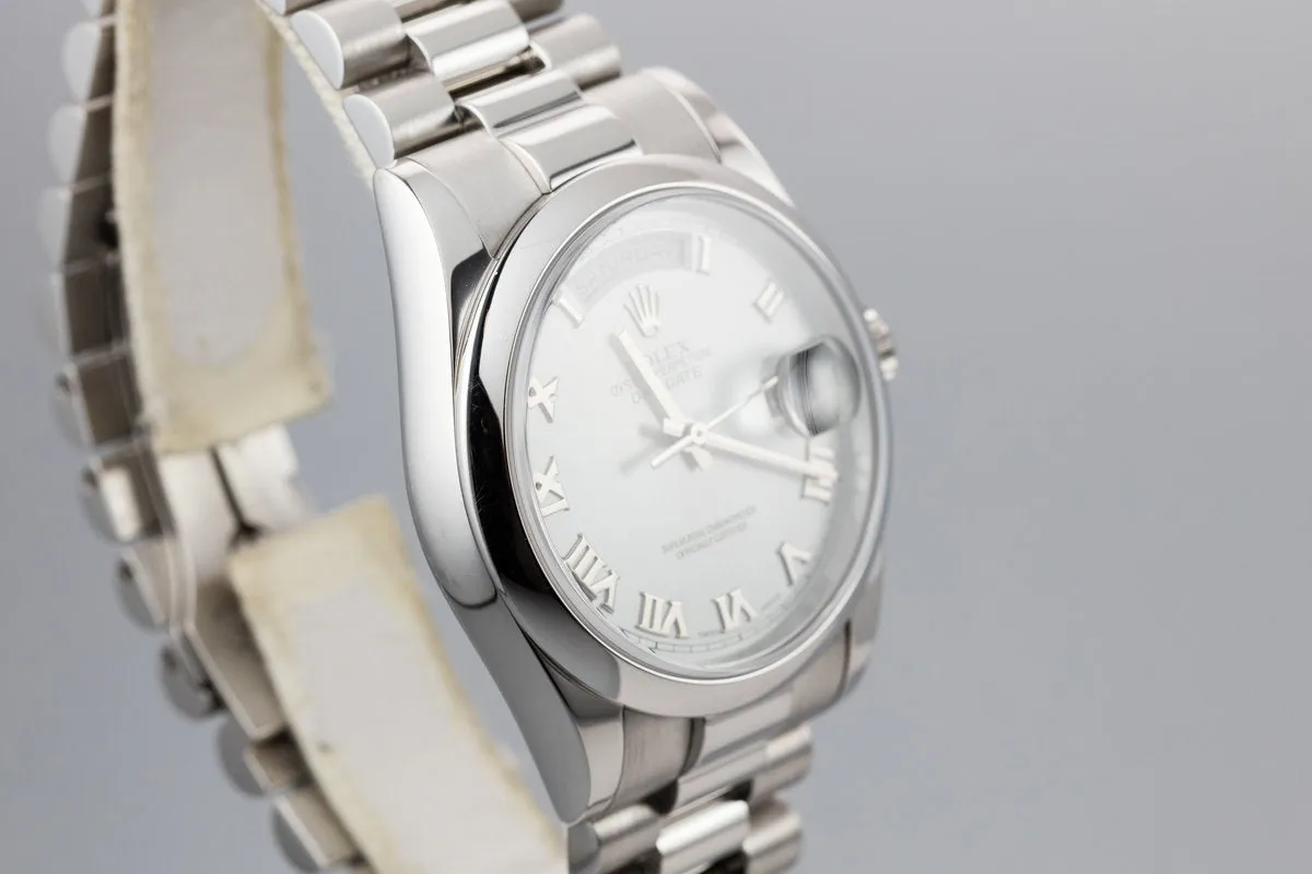 2000 Rolex Platinum Day-Date 118206 Glacier Blue Dial with Box and Papers