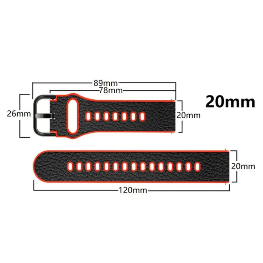 20mm Universal litchi texture leather  watch strap - Dark Brown