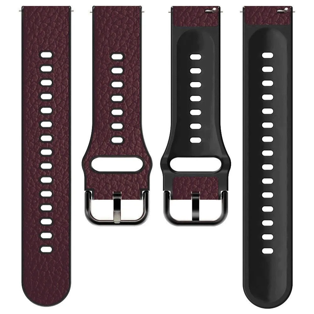 20mm Universal litchi texture leather  watch strap - Dark Brown