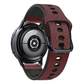 20mm Universal litchi texture leather  watch strap - Dark Brown