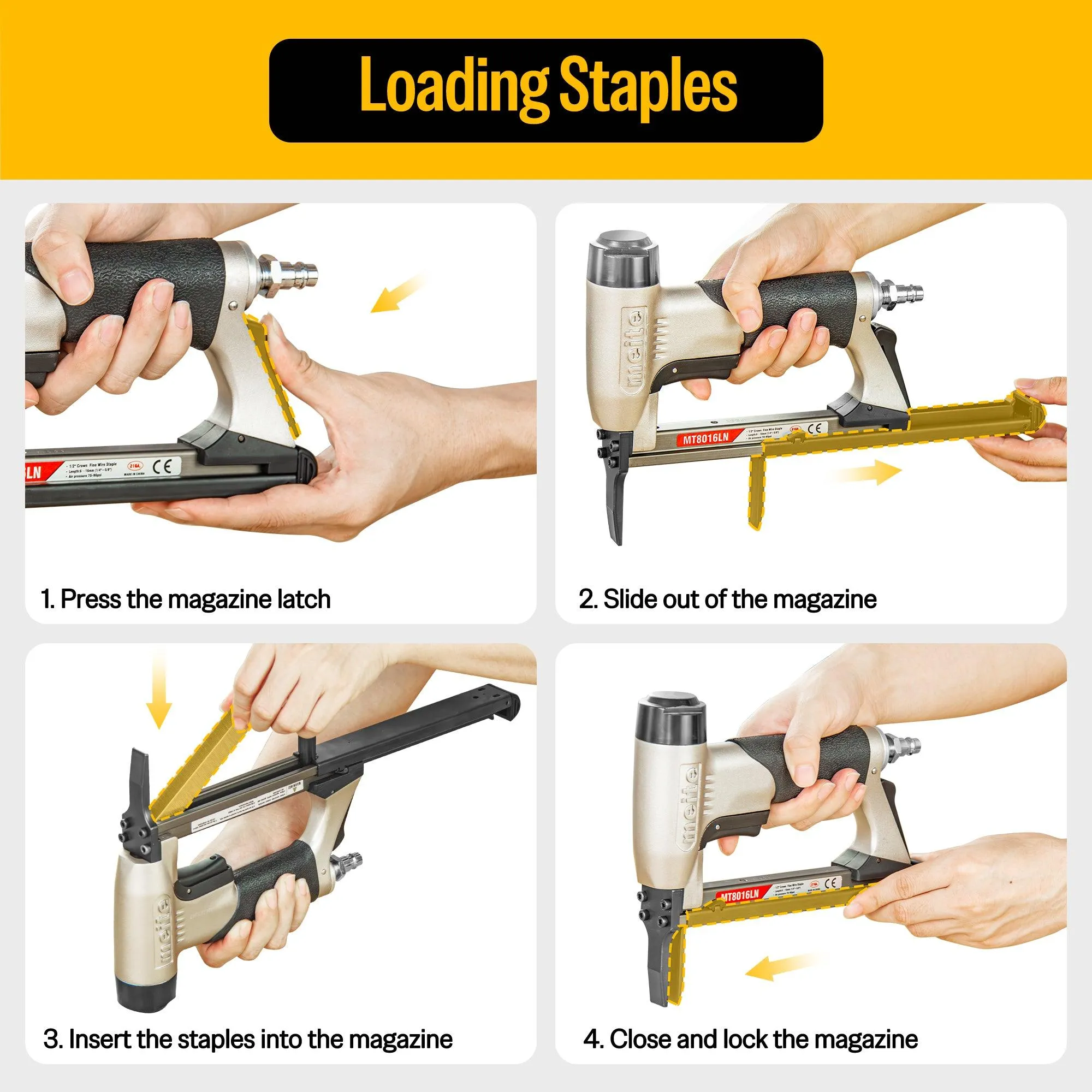 21 Gauge 80 Series 1/2" Crown 1/4" to 5/8" Length Long Nose Fine Wire Stapler