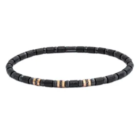 .24ct Men's Black Diamond Matte Ceramic Stretch Bracelet