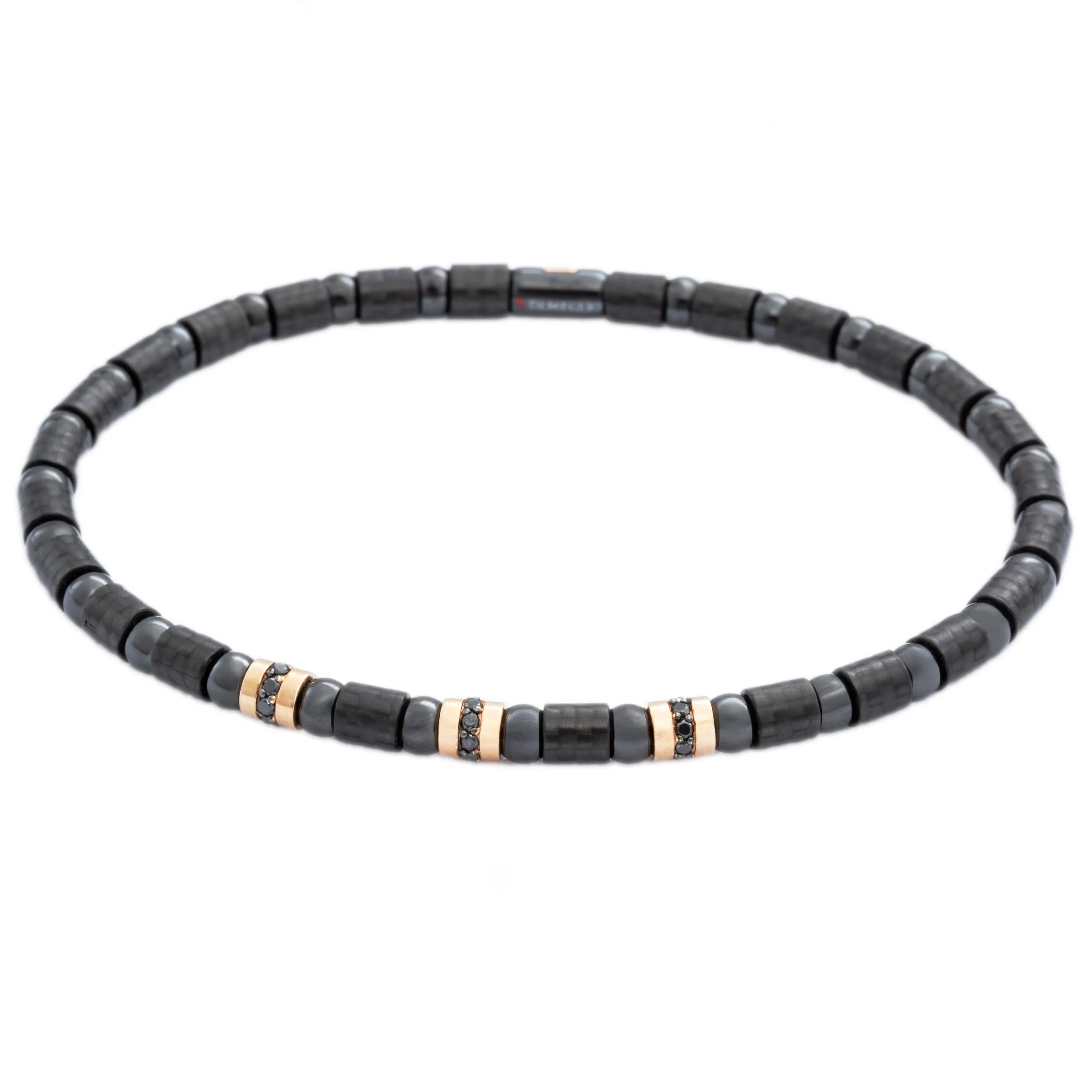 .24ct Men's Black Diamond Matte Ceramic Stretch Bracelet