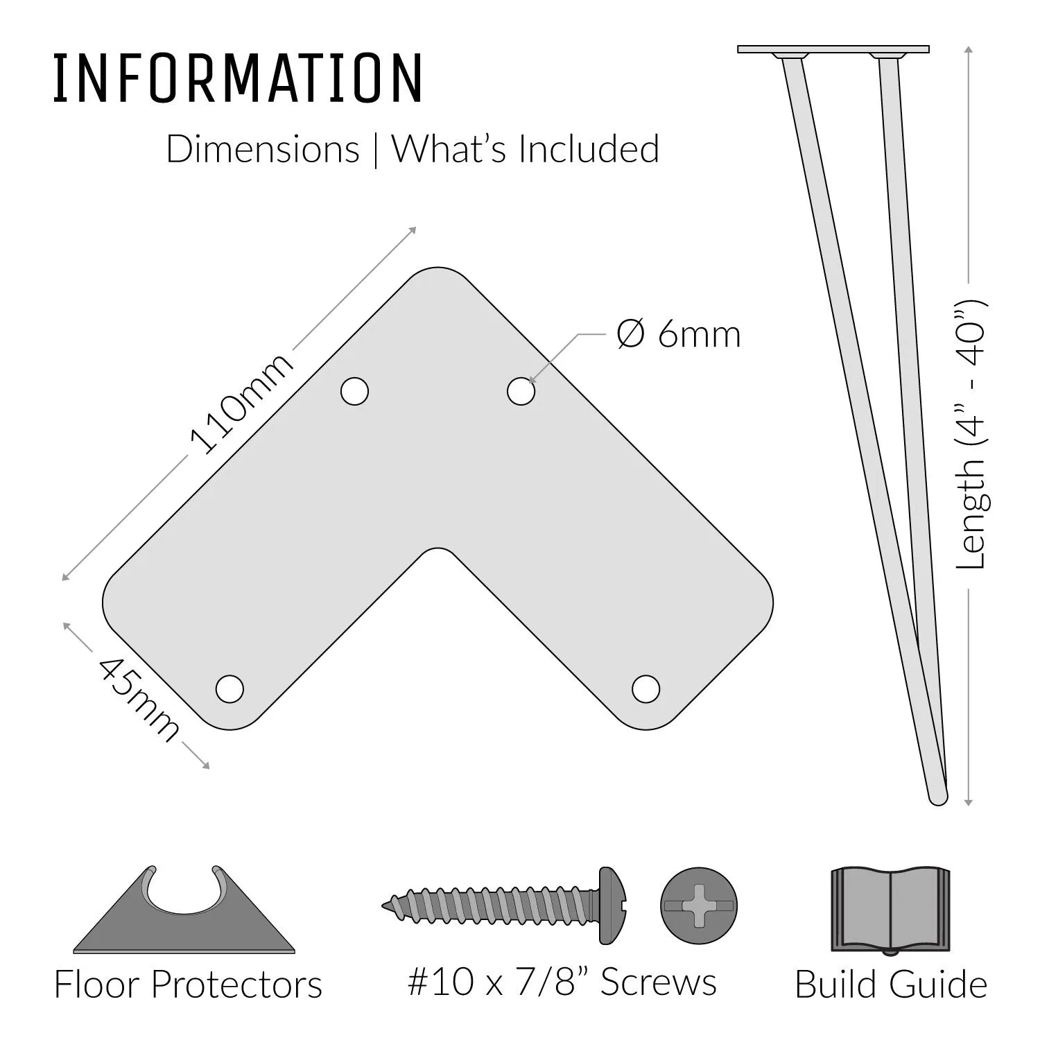 28inch / 71cm - Desk & Dining Table | Hairpin Legs