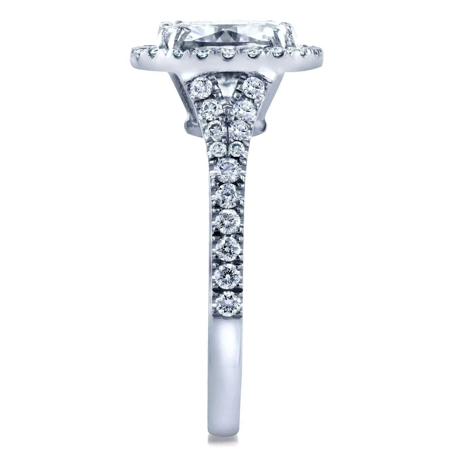 3-1/3ct.tw Bold Cushion Halo Ring- Moissanite & Natural Diamonds