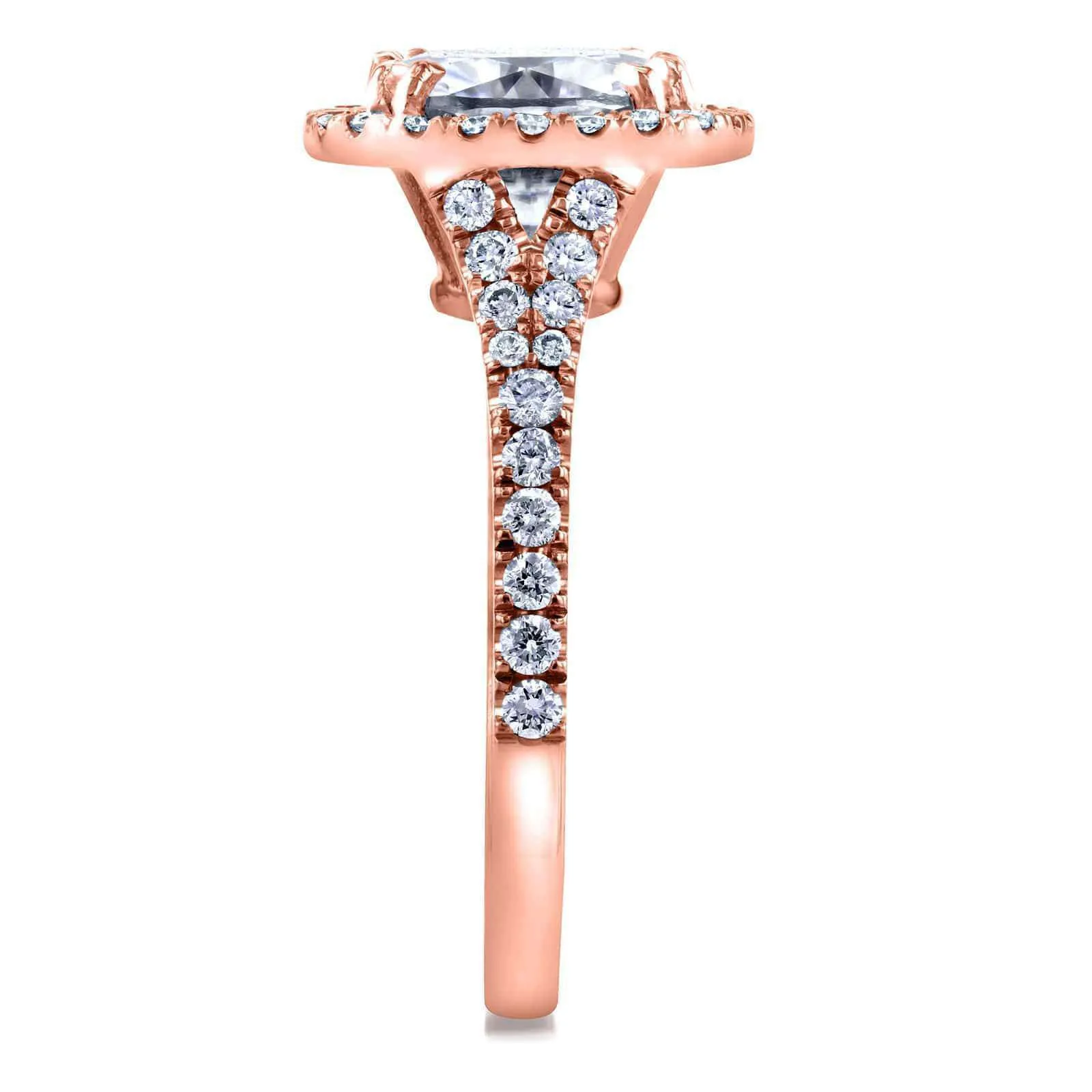3-1/3ct.tw Bold Cushion Halo Ring- Moissanite & Natural Diamonds