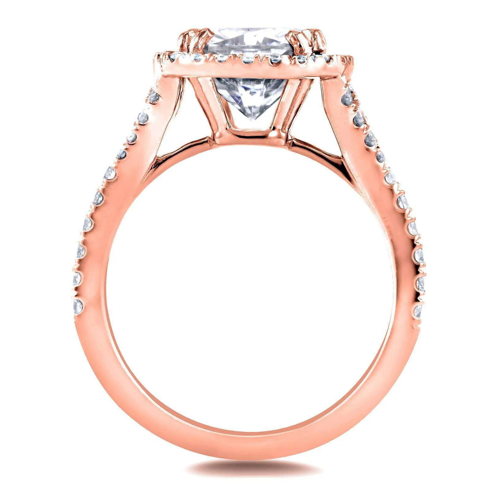 3-1/3ct.tw Bold Cushion Halo Ring- Moissanite & Natural Diamonds