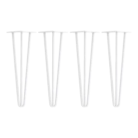 3-Rod White Steel Hairpin Table Legs, 41cm, Set of 4
