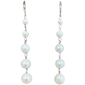 335-01-S | 5-PEARL DROP EARRINGS ON SILVER