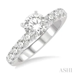 3/4 Ctw Round Cut Diamond Semi-Mount Engagement Ring in 14K White Gold