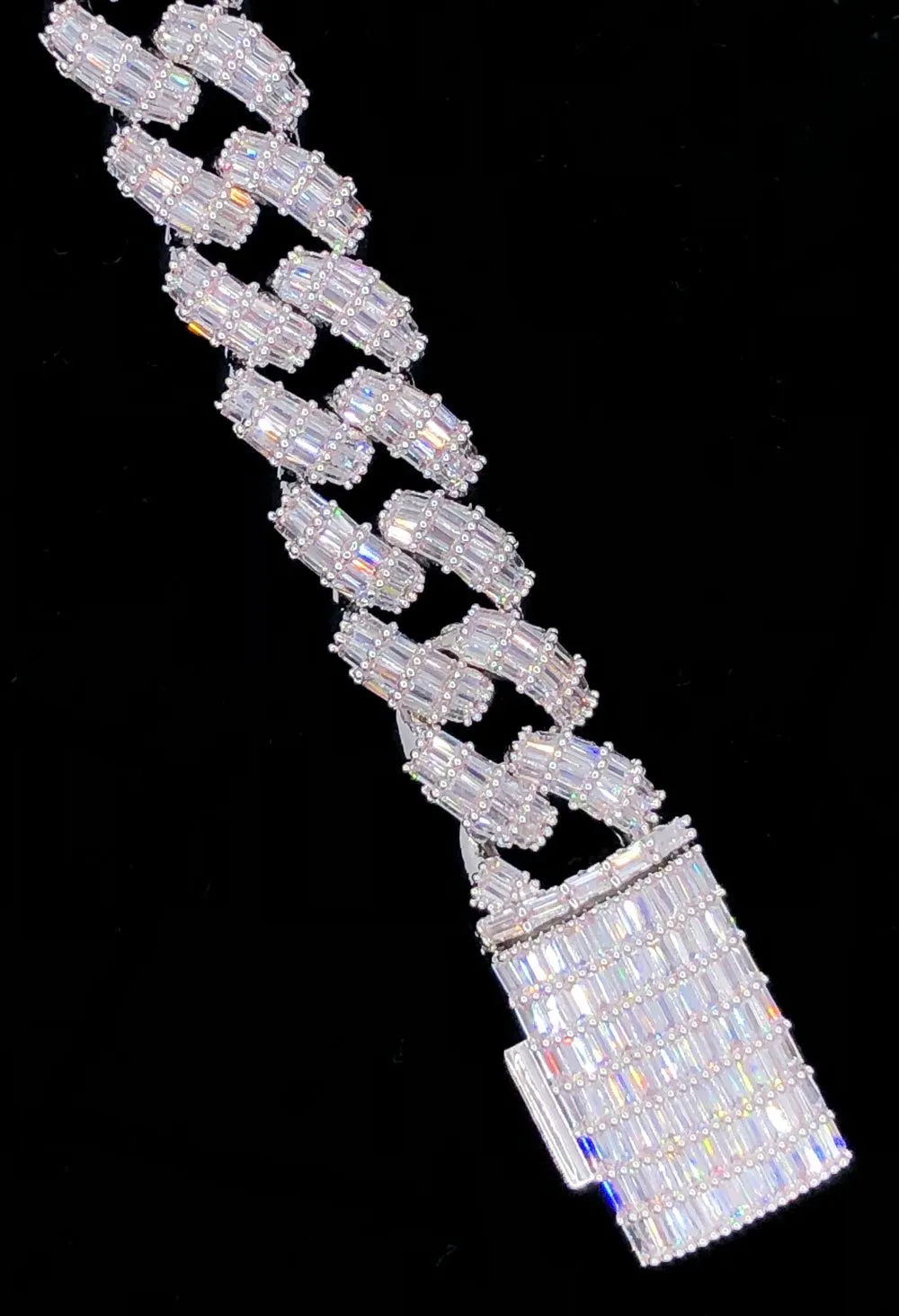 3D Baguette Cuban Link CZ Iced Out Hip Hop Bracelet