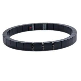 .41ct Men's Black Diamond Matte Ceramic Stretch Bracelet
