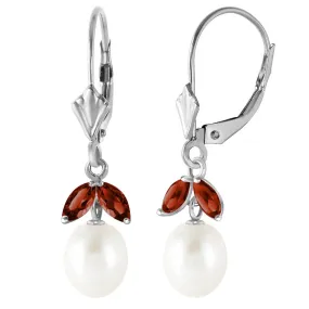 4.4 Carat 14K Solid White Gold Clean Slate Pearl Garnet Earrings
