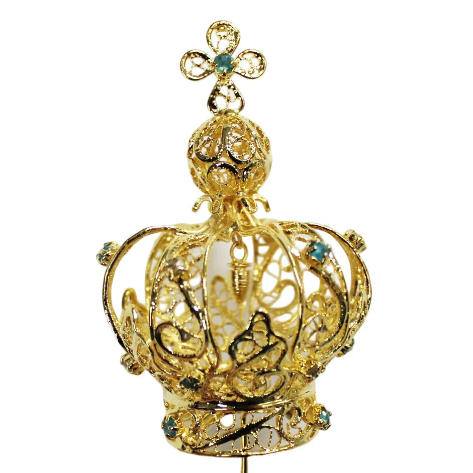 4" Filigree Metal Crown Our Lady of Fatima Virgin Mary Religious Statue