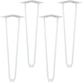 4x Hairpin Legs In Stainless Metal White - Furniture Legs 41 Cm With 2 Struts  P