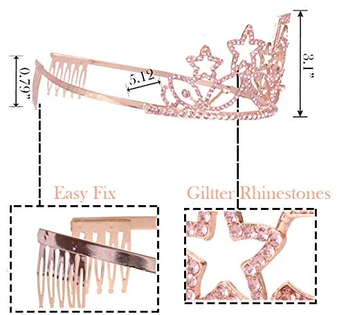 5th Birthday Gifts for Girls, 5th Birthday Tiara and Sash Pink, Happy 5th Birthday Party