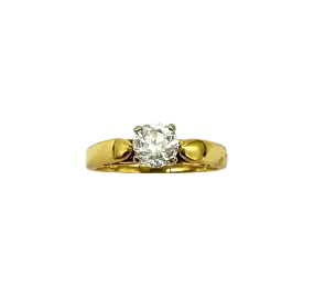 70 PT Round Solitaire Diamond in 18K Yellow Gold Cathedral Setting