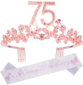 75th Birthday Gifts for Women, 75th Birthday Tiara and Sash, Its My 75th Birthday Sash