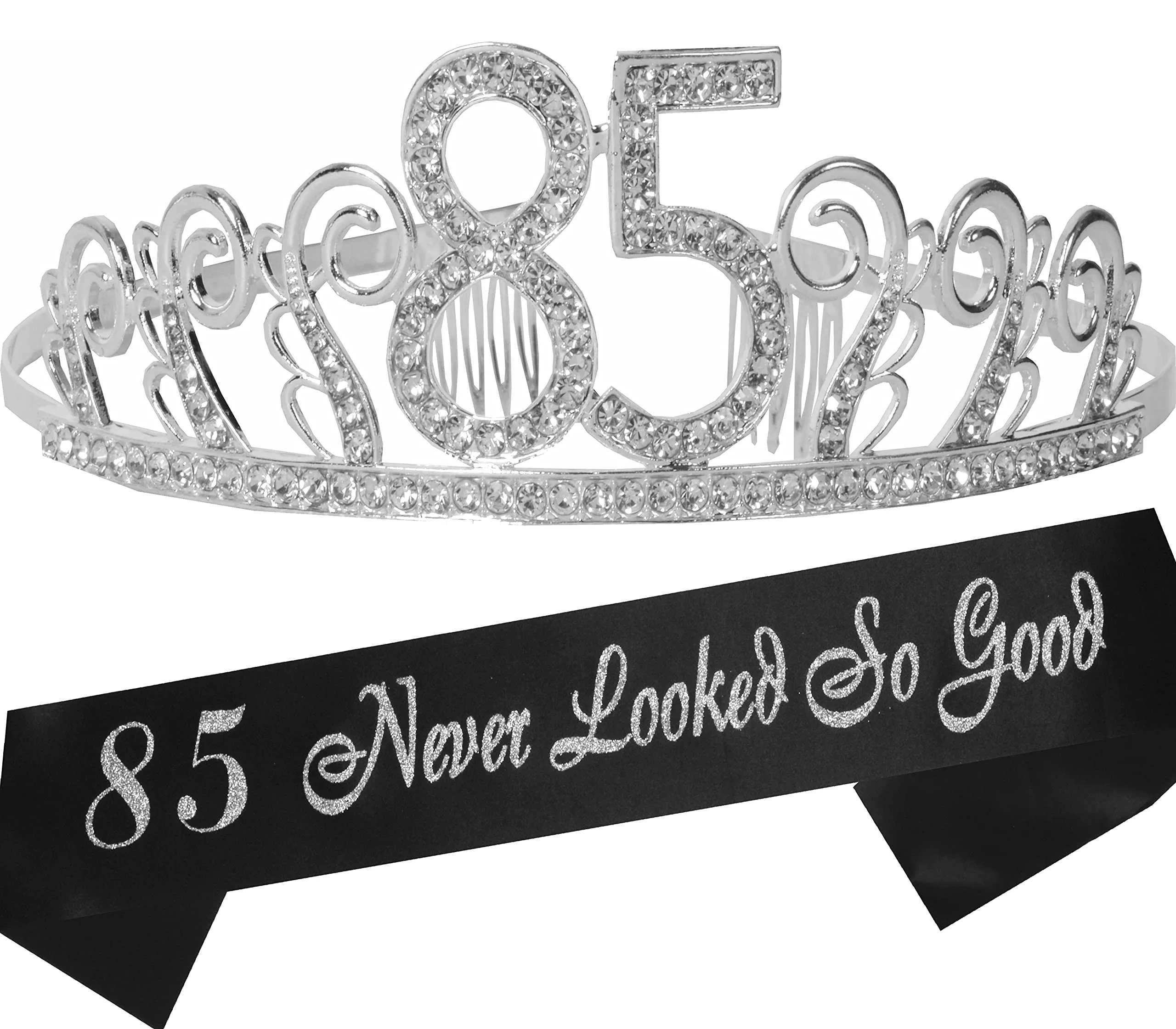 85th Birthday Sash And Tiara For Women - Fabulous Glitter Sash   Waves