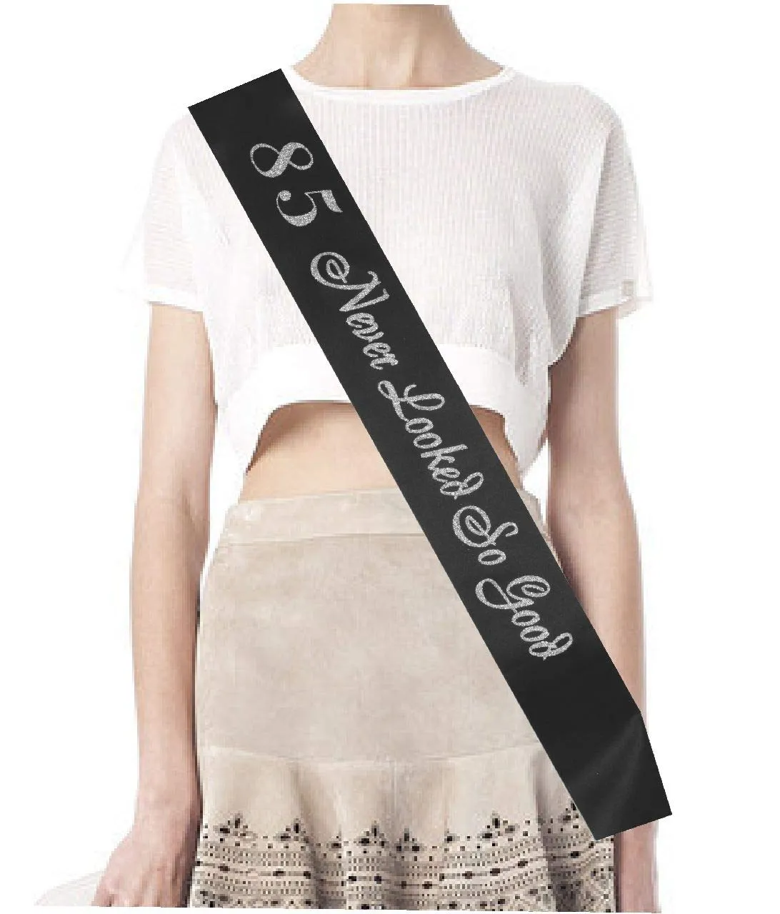 85th Birthday Sash And Tiara For Women - Fabulous Glitter Sash   Waves