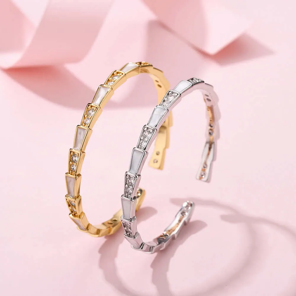 925 Silver Full Diamond Snake Bone Bracelet
