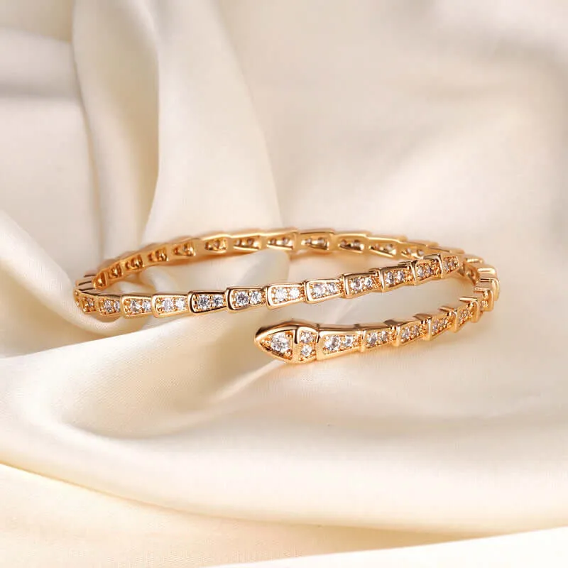 925 Silver Full Diamond Snake Bone Bracelet